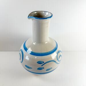 Vintage Bennett Welsh 1972 Pacific Stoneware Pottery Vase Jug Pitcher Blue/White